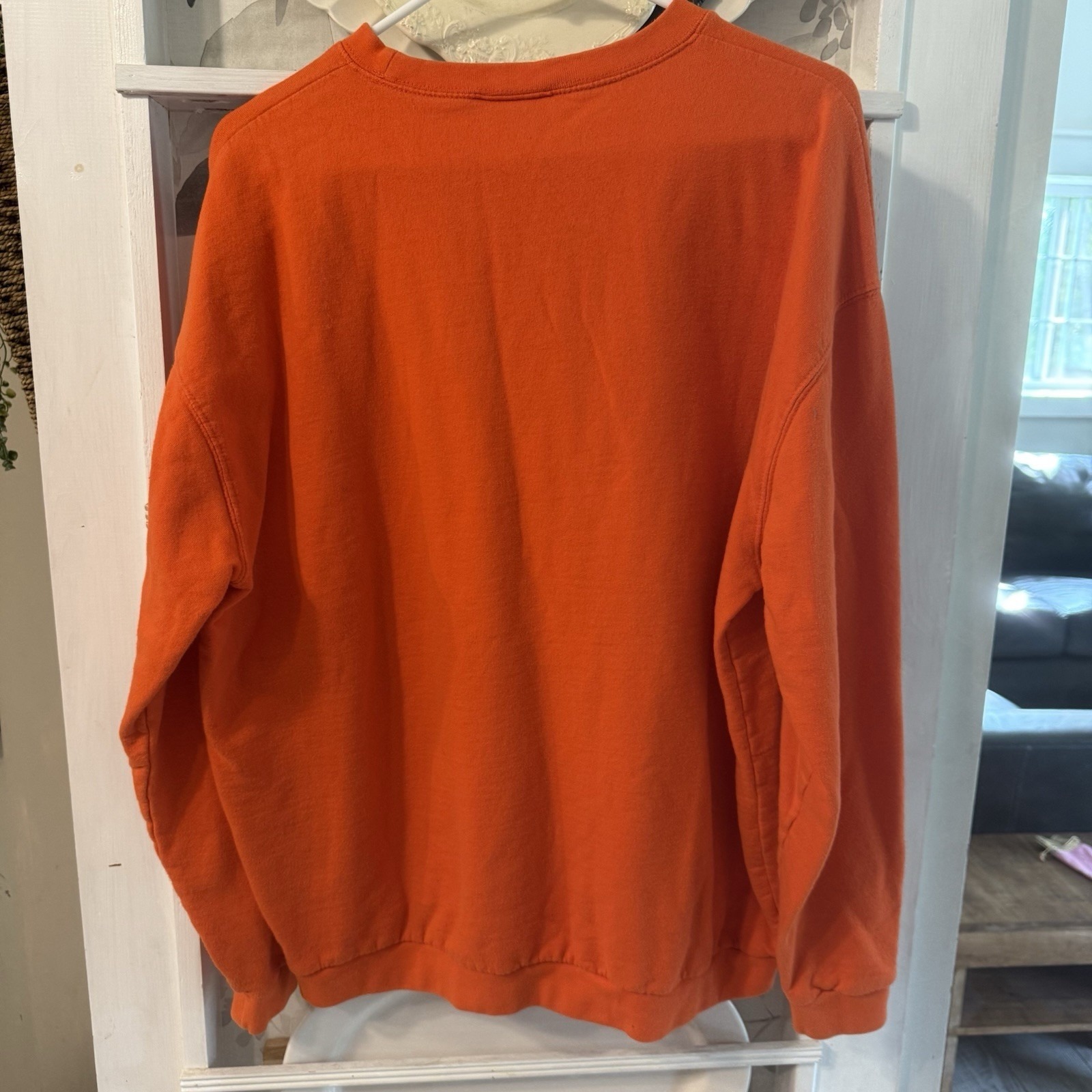 Vintage Halloween Sweatshirt Womens Orange 1 Xl Witch Black Cat Retro Stars Moon — image 7 of 7